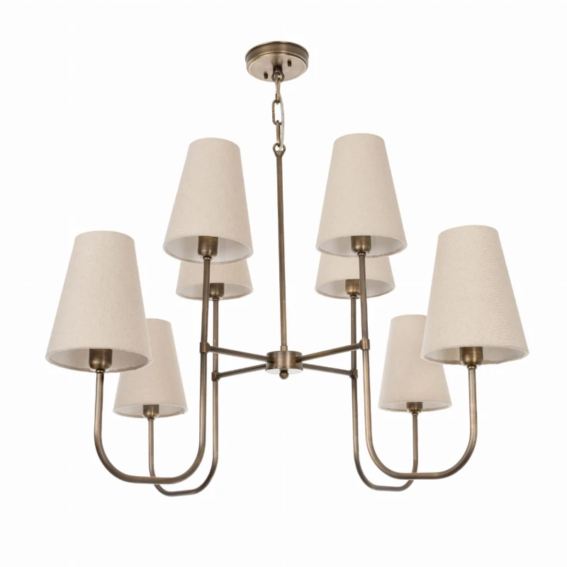 Eliora Brass Lamp, linen lampshade,Crafdeco