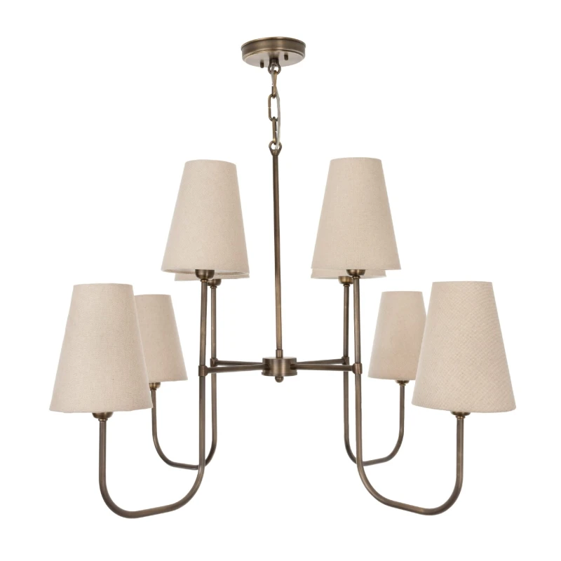 Eliora Brass Lamp, linen lampshade,Crafdeco
