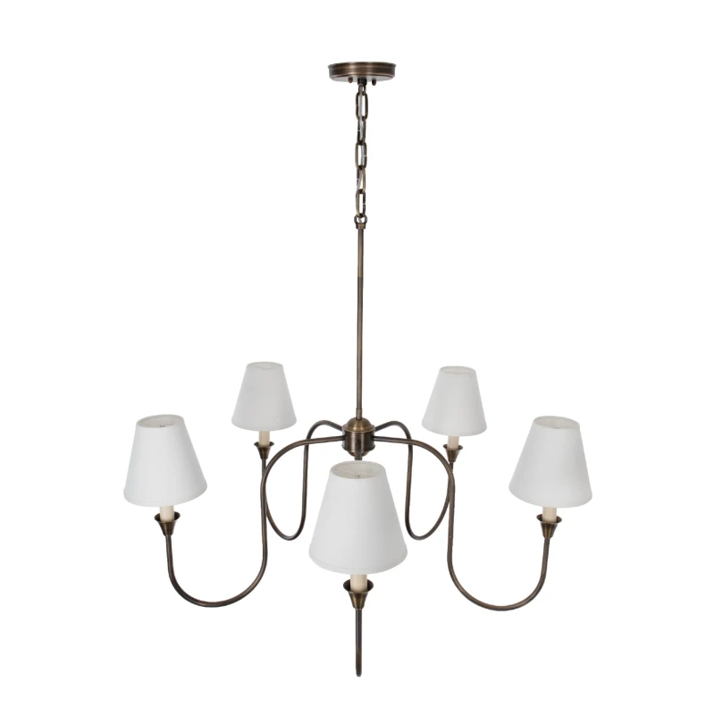 Lampa mosiężna Verona, biały abażur-Crafdeco
