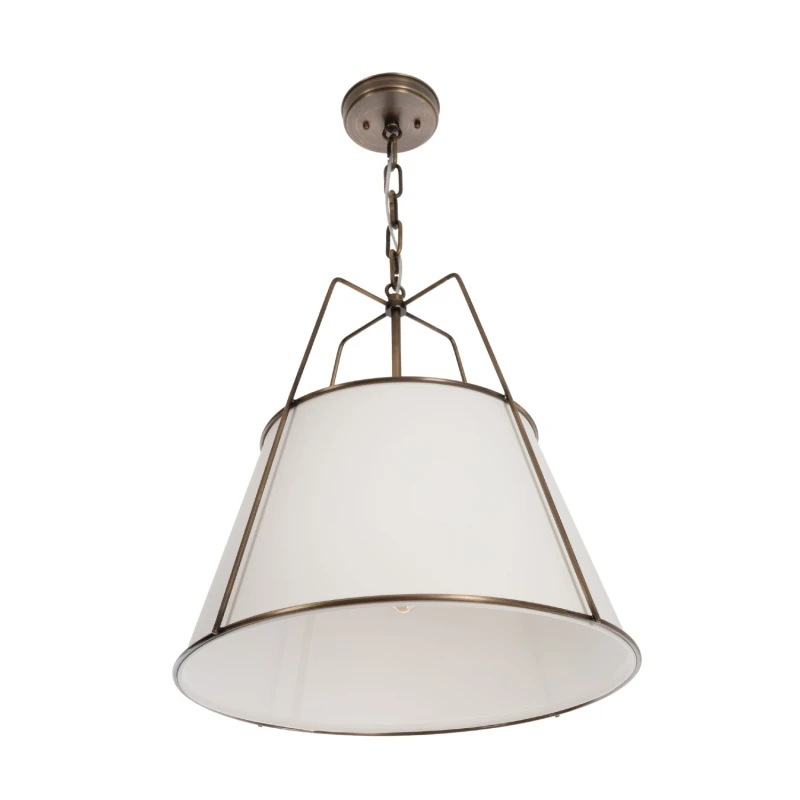 Lampa Amber mosiężna z białym abażurem