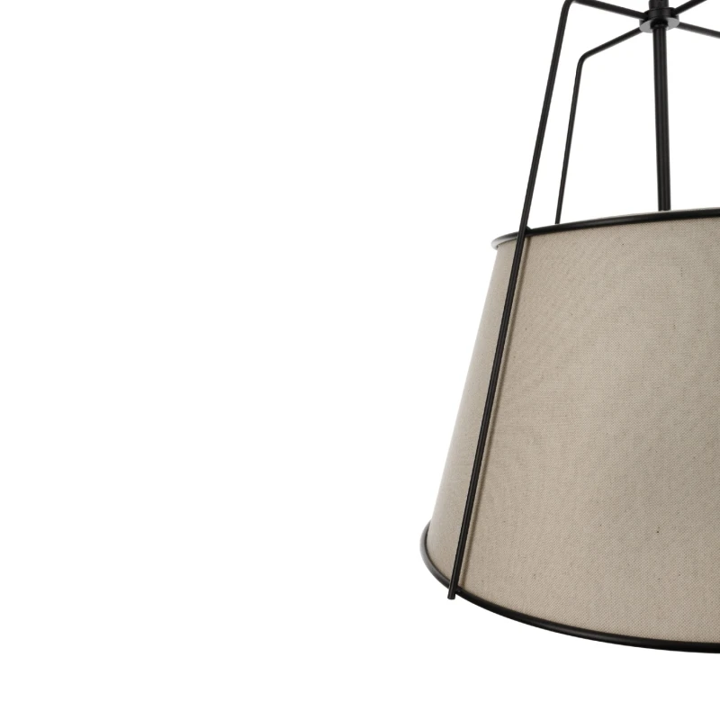 Lampa Amber Twin czarna-lniany abażur