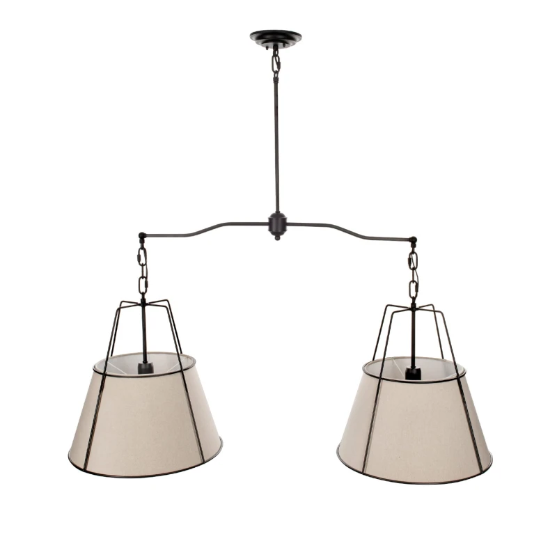 Lampa Amber Twin Czarna-lniany abażur