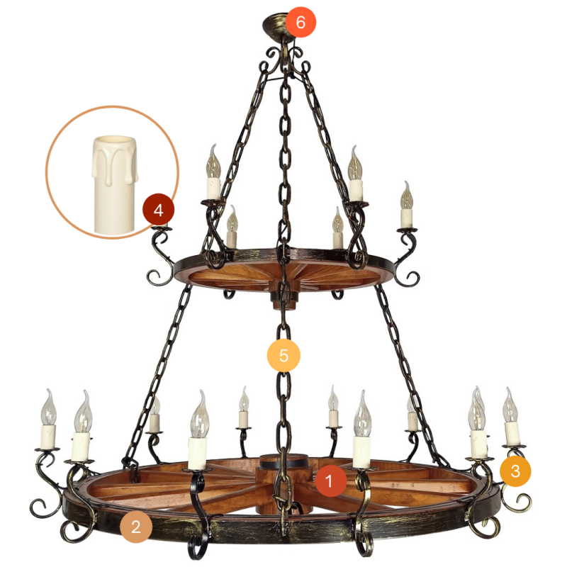 Two-Tier Wooden Circle Chandelier 60 + 110 cm - Crafdeco