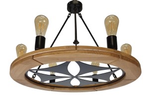 Rustic Oak Chandelier with Highlander Rosette, 70 cm
