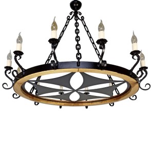 OAK 90 12S Chandelier with Metal Highlander Rosette