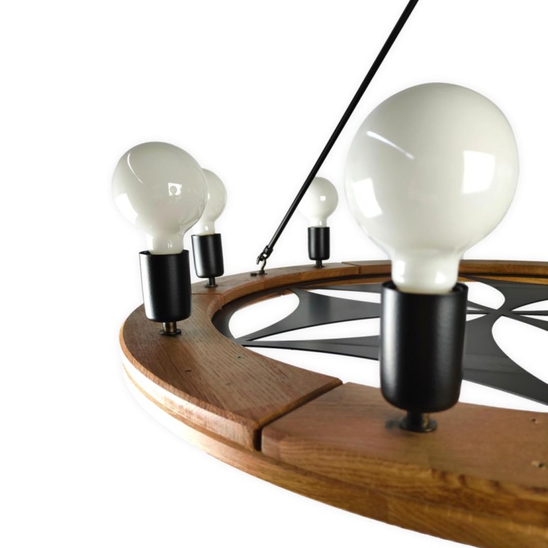 Rustic Oak Chandelier with Highlander Rosette, 90 cm - Crafdeco