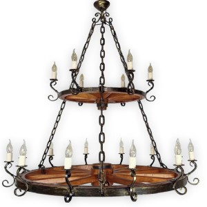 Two-Tier Wooden Circle Chandelier 60 + 110 cm