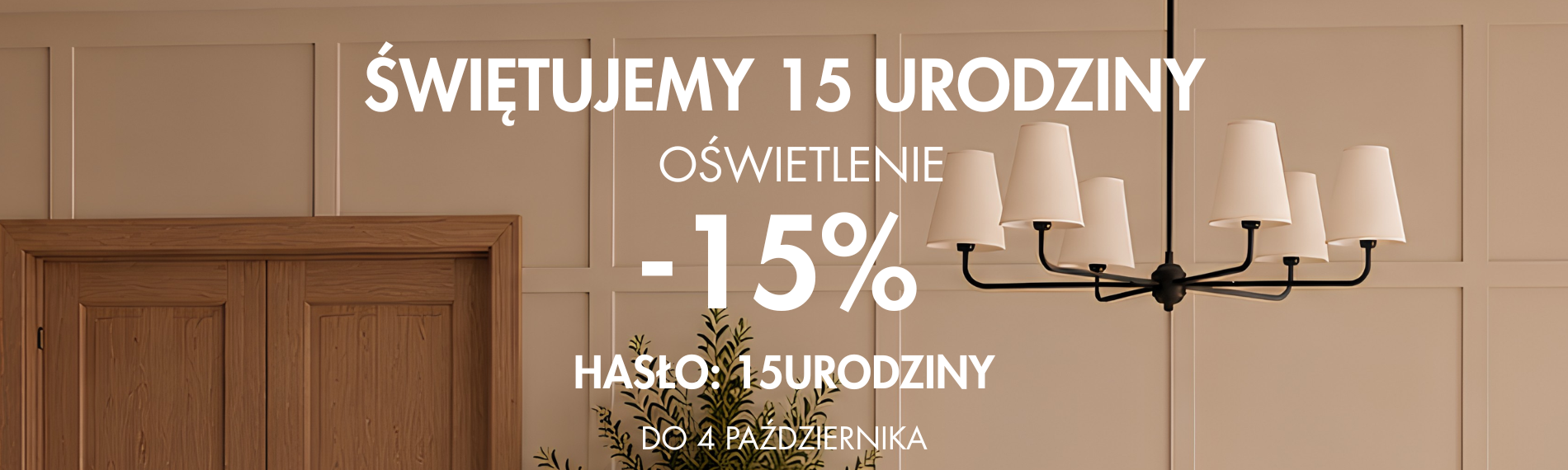 15 URODZINY Baner lampy modern farmhouse i modern classy od Crafdeco - promocja oświetlenie Crafdeco